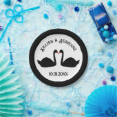 Gothic Wedding Kissing Black Swans Custom Pappteller (Party)