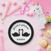 Gothic Wedding Kissing Black Swans Custom Pappteller (Party)