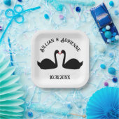 Gothic Wedding Kissing Black Swans Custom Pappteller (Party)
