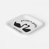 Gothic Wedding Kissing Black Swans Custom Pappteller (Gewinkelt)