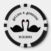 Gothic Wedding Kissing Black Swans Custom Pokerchips (Vorderseite)