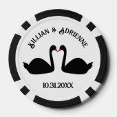 Gothic Wedding Kissing Black Swans Custom Pokerchips (Rückseite)