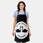Gothic Wedding Kissing Black Swans Custom Schürze (Getragen)