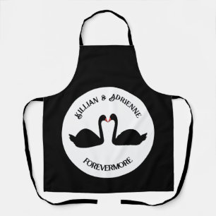 Gothic Wedding Kissing Black Swans Custom Schürze