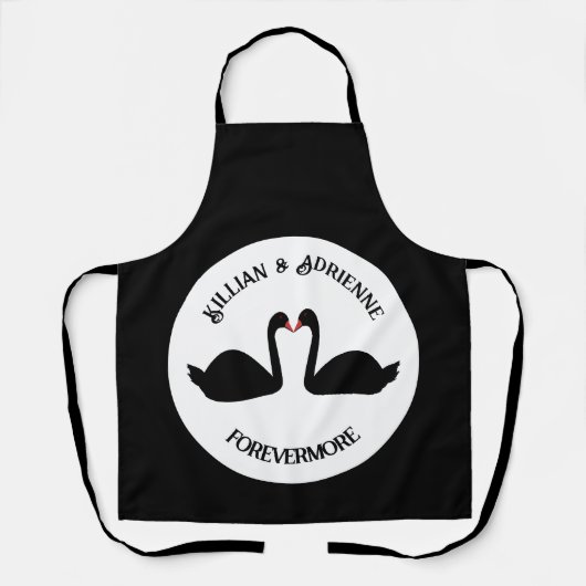 Gothic Wedding Kissing Black Swans Custom Schürze (Vorderseite)