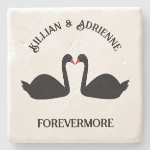 Gothic Wedding Kissing Black Swans Custom Steinuntersetzer