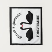 Gothic Wedding Kissing Black Swans Custom Wandteppich (Vorderseite)
