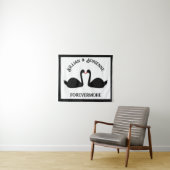 Gothic Wedding Kissing Black Swans Custom Wandteppich (Beispiel (Horizontal))