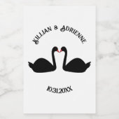 Gothic Wedding Kissing Black Swans Custom Weinetikett (Einzelnes Label)
