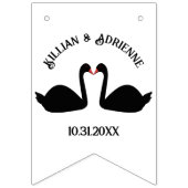 Gothic Wedding Kissing Black Swans Custom Wimpelkette (Dritte Fahne)