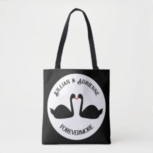 Gothic Wedding Kissing Black Swans doppelseitig Tasche