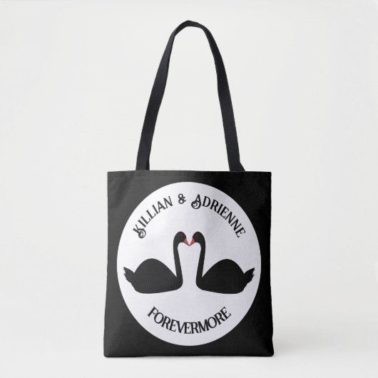 Gothic Wedding Kissing Black Swans doppelseitig Tasche (Vorderseite)