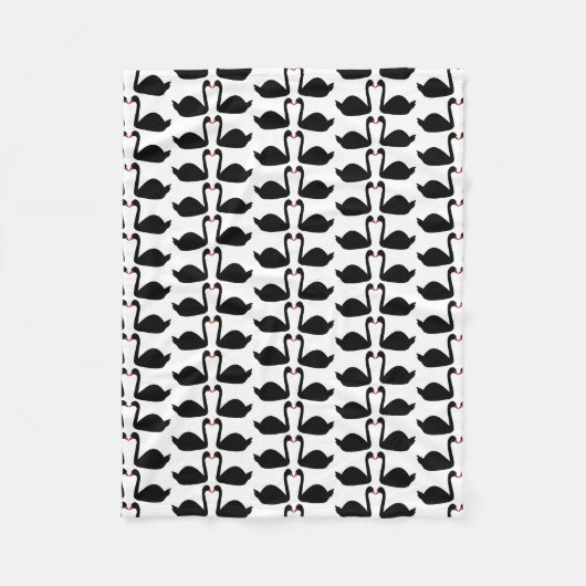 Gothic Wedding Kissing Black Swans Gemustert Fleecedecke (Vorderseite)