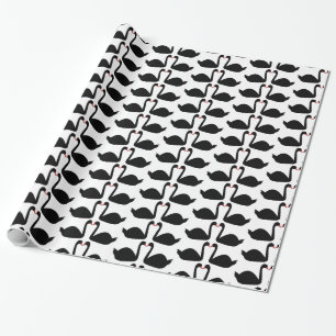 Gothic Wedding Kissing Black Swans Gemustert Geschenkpapier