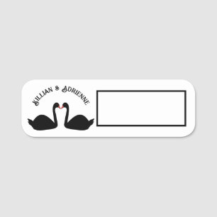 Gothic Wedding Kissing Black Swans Namensschild