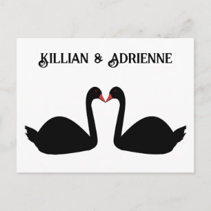 Gothic Wedding Kissing Black Swans Postkarte