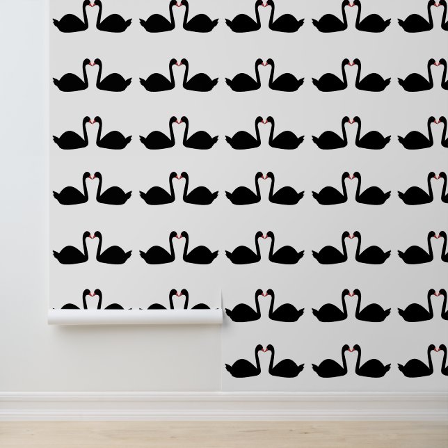 Gothic Wedding Kissing Black Swans Tapete (Anwendung)