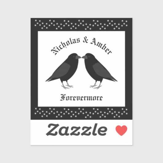 Gothic Wedding Kissing Ravens Custom Aufkleber (Blatt)