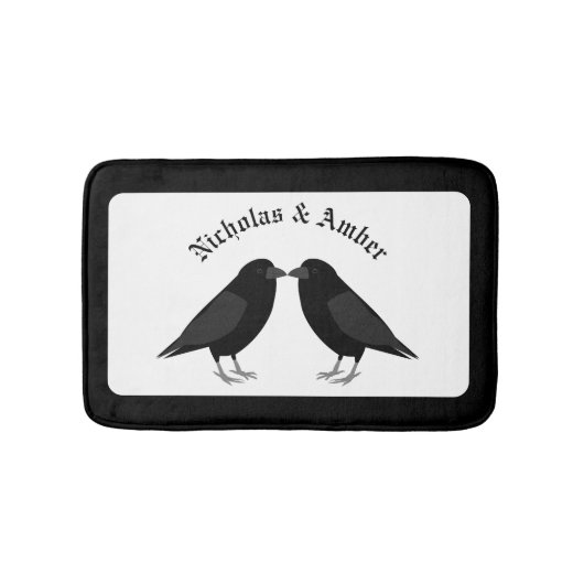 Gothic Wedding Kissing Ravens Custom Badematte (Vorderseite)