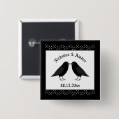 Gothic Wedding Kissing Ravens Custom Button (Vorne & Hinten)