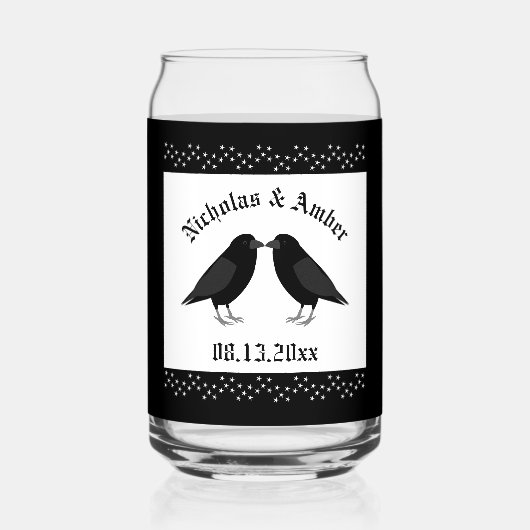 Gothic Wedding Kissing Ravens Custom Dosenglas (Vorderseite)