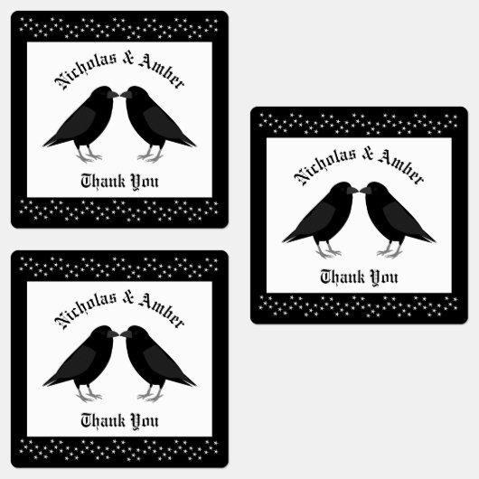 Gothic Wedding Kissing Ravens Custom Etiketten (Gruppe)