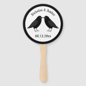 Gothic Wedding Kissing Ravens Custom Fächer (Vorderseite)