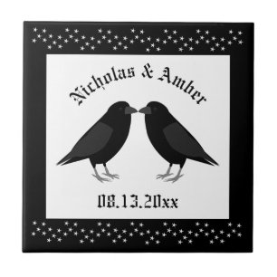Gothic Wedding Kissing Ravens Custom Fliese