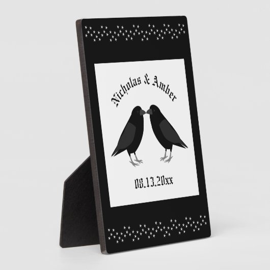 Gothic Wedding Kissing Ravens Custom Fotoplatte (Seite)