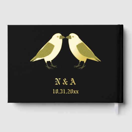 Gothic Wedding Kissing Ravens Custom Gästebuch (Rückseite)