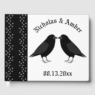 Gothic Wedding Kissing Ravens Custom Gästebuch