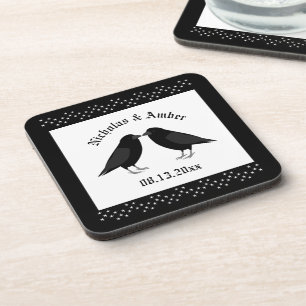 Gothic Wedding Kissing Ravens Custom Getränkeuntersetzer