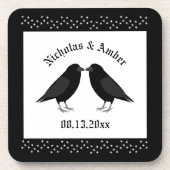 Gothic Wedding Kissing Ravens Custom Getränkeuntersetzer (Vorderseite)