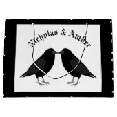 Gothic Wedding Kissing Ravens Custom Große Geschenktüte (Vorderseite)