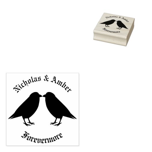 Gothic Wedding Kissing Ravens Custom Gummistempel (Stempel)