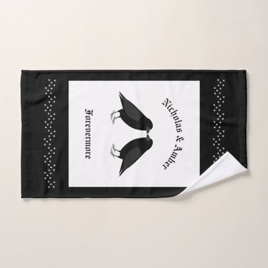 Gothic Wedding Kissing Ravens Custom Handtuch (Handtuch)