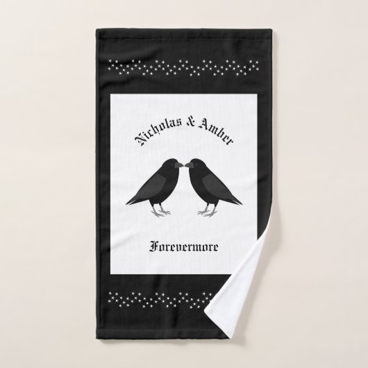 Gothic Wedding Kissing Ravens Custom Handtuch (Handtuch)