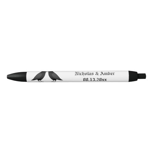 Gothic Wedding Kissing Ravens Custom Kugelschreiber (Vorderseite)
