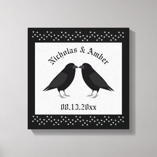 Gothic Wedding Kissing Ravens Custom Leinwanddruck (Vorderseite)