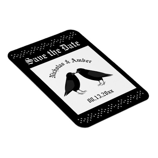 Gothic Wedding Kissing Ravens Custom Magnet (Rechte Seite)