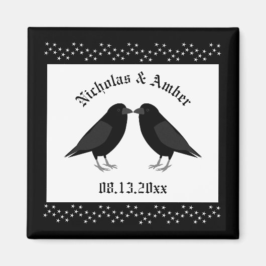 Gothic Wedding Kissing Ravens Custom Magnet (Vorne)