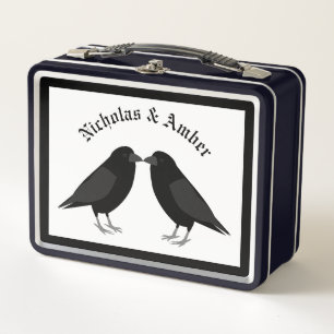 Gothic Wedding Kissing Ravens Custom Metall Brotdose