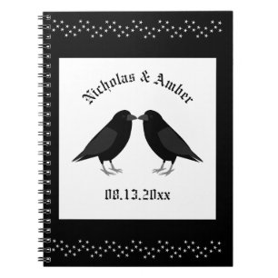 Gothic Wedding Kissing Ravens Custom Notizblock
