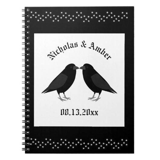 Gothic Wedding Kissing Ravens Custom Notizblock (Vorderseite)