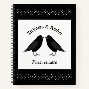 Gothic Wedding Kissing Ravens Custom Notizblock