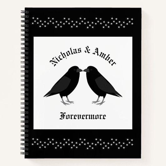 Gothic Wedding Kissing Ravens Custom Notizblock (Vorderseite)