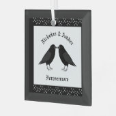 Gothic Wedding Kissing Ravens Custom Ornament Aus Glas (Vorderseite links)
