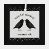 Gothic Wedding Kissing Ravens Custom Ornament Aus Glas (Rückseite)
