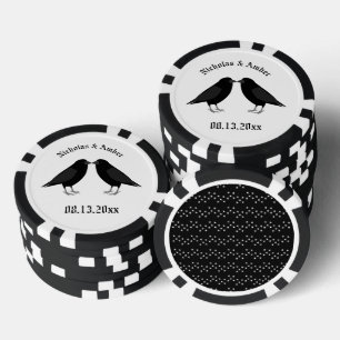 Gothic Wedding Kissing Ravens Custom Pokerchips