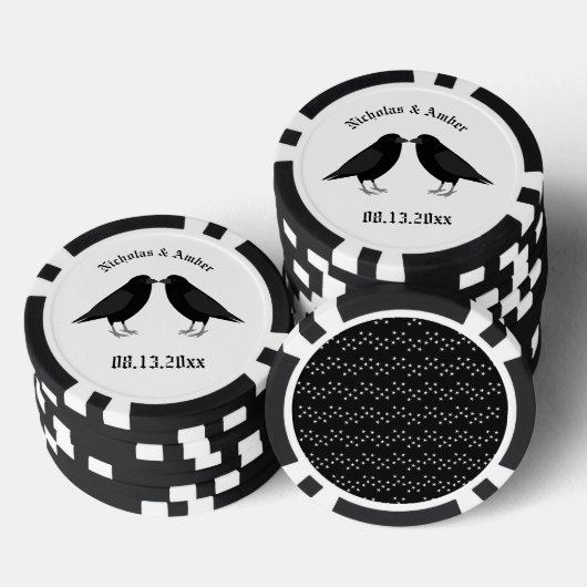 Gothic Wedding Kissing Ravens Custom Pokerchips (Stapel)